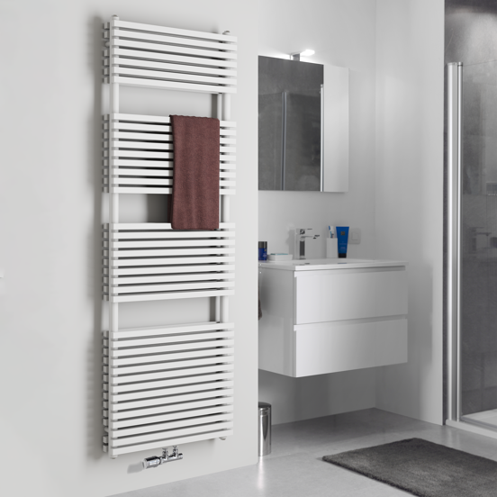 Vipera Vesuvio dubbele handdoekradiator 60 x 180 cm elektrische verwarming glanzend wit zij- en middenaansluiting 2.500W, weerstand inbegrepen