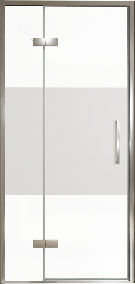 Balmani Senses Design douche draaideur links 100 cm x 210 cm Helder glas met matte strook, Chroom profielen, met coating
