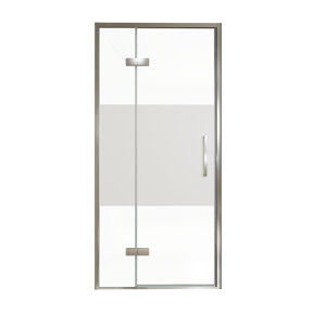Balmani Senses Design douche draaideur links 100 cm x 210 cm Helder glas met matte strook, Chroom profielen