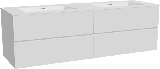 Storke Edge zwevend badmeubel 170 x 52 cm mat wit met Mata dubbele wastafel in solid surface mat wit