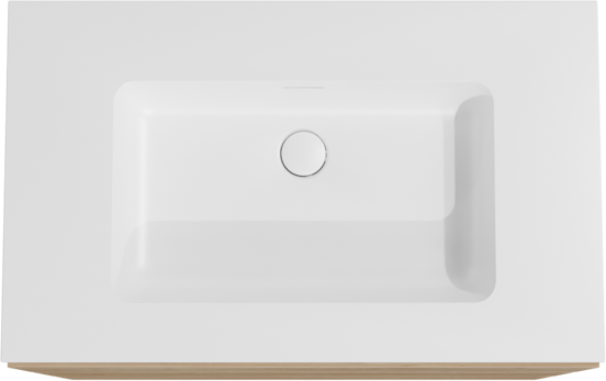 Storke Edge meuble salle de bains à poser 85 x 52 cm chêne brut avec Mata plan simple en solid surface blanc mat