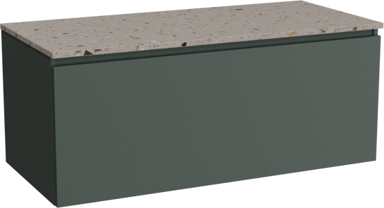 Balmani Sfera meuble salle de bains suspendu 120 x 55 cm forest avec Stretto tablette simple ou double en terrazzo greige terrazzo