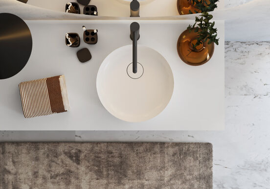 Balmani Fato vasque à poser mat Solid Surface rond Ø 37,5 cm