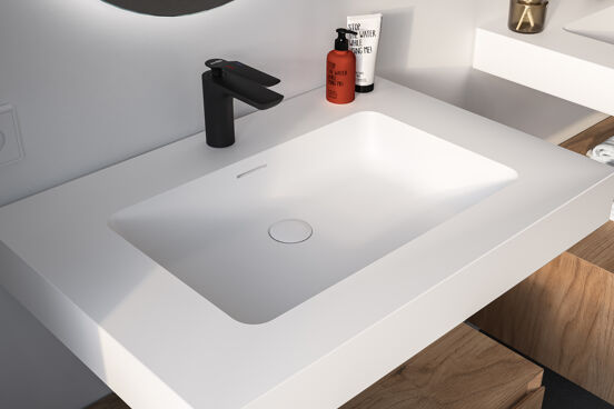 Storke Mata High enkele wastafel matte Solid Surface 75 x 52 cm