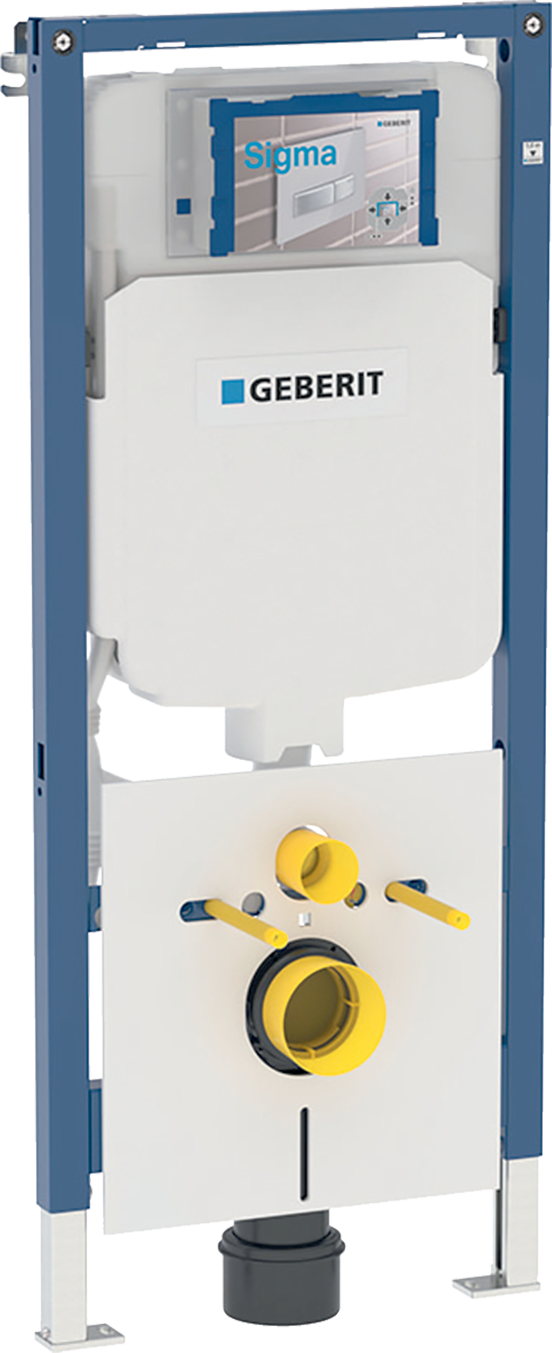 Luca Varess Calibro wc suspendu blanc brillant sans rebord compact avec Geberit Duofix UP720 Sigma bâti-support et plaque de commande