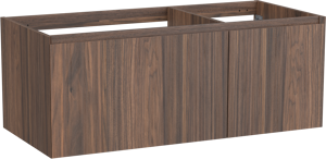 Balmani Idra hängender Waschbeckenunterschrank: 120 x 55 cm, asymmetrisch links, Nussbaum, Furnierholz, 4 Schubladen