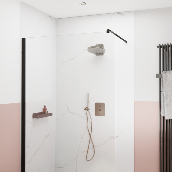 Blaufoss Onos 250 Tête de douche rond 25 cm avec bras de douche support mural brushed CoolMetal