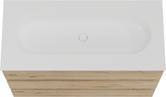 Balmani Lucida meuble salle de bains à poser 120 x 55 cm chêne brut avec Tablo Oval lavabo simple pour 2 trous de robinet en solid surface blanc mat