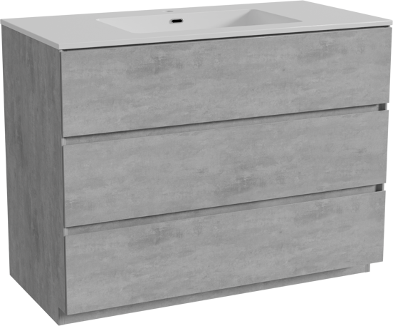 Storke Edge meuble salle de bains à poser 105 x 52 cm béton gris foncé avec Diva plan simple en marbre composite blanc brillant