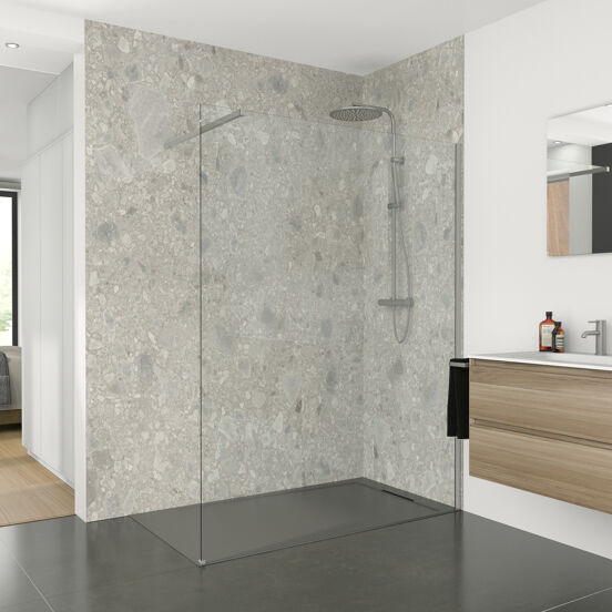Balmani Modular douche à  l'italienne 85 x 200 cm verre transparent profil gris mat