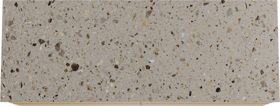 Balmani Mitra zwevend badkamermeubel 150 x 55 cm natuur eik met Stretto enkel of dubbel tablet in terrazzo greige terrazzo
