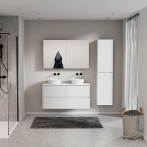 Storke Seda meuble salle de bains avec tablette pour vasques Tavola