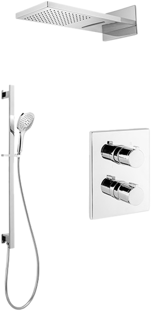 Blaufoss Smartbox robinet thermostatique Colonne de douche de pluie encastré avec douche de tête 55x23cm chrome brillant