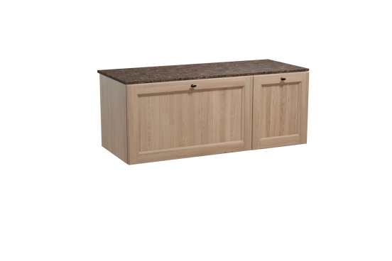 Balmani Lemon zwevend badkamermeubel 135 x 55 cm verweerde eik met Stretto enkel of dubbel tablet in marmer dark emperador