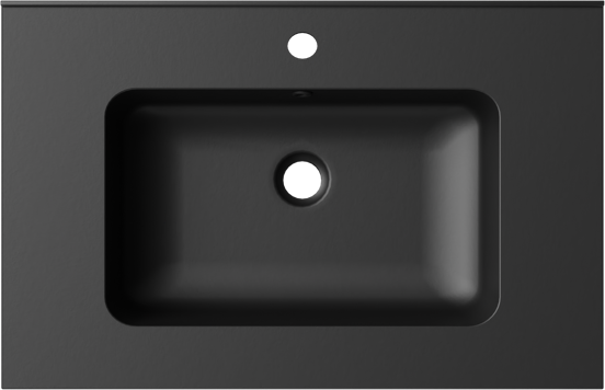 Linie Vano plan simple marbre composite noir mat 70 x 46 cm