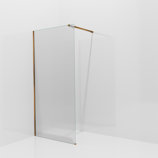 Balmani Modular Walk-In Dusche: 100 x 200 cm, Ribs, inklusive Coating, Profil Brushed Rosegold
