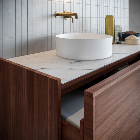 Balmani Fato vasque à poser mat Solid Surface rond Ø 37,5 cm