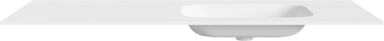 Balmani Tablo Arcato asymmetrisch rechtse wastafel matte Solid Surface 135 x 55 cm, afvoerplug inbegrepen