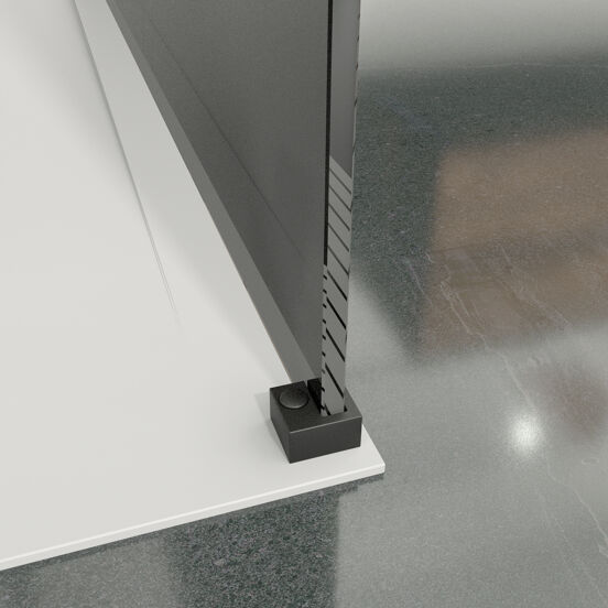 Balmani Modular inloopdouche 160 x 200 cm rookglas met matte strook mat zwart profiel