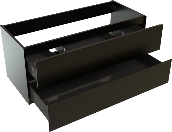Storke Edge meuble sous-vasque suspendu 120 x 52 cm noir mat 2 tiroirs 2 découpés de siphon