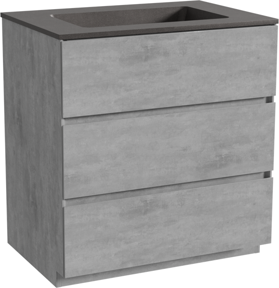 Storke Edge meuble salle de bains à poser 75 x 52 cm béton gris foncé avec Scuro plan simple en quartz noir mat