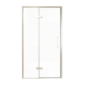 Balmani Senses Design Dusche Drehtür, Links, 120 cm x 210 cm, Klarglas, Profil Brushed CoolMetal