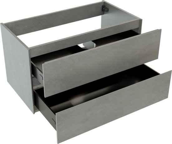 Storke Edge zwevende wastafelonderkast 95 x 52 cm beton donkergrijs 2 lades