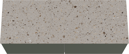 Balmani Sfera hängendes Möbelstück Set: 150 x 55 cm, Forest, mit Stretto Einzel- oder Doppel Waschtischplatte, Terrazzo in Greige