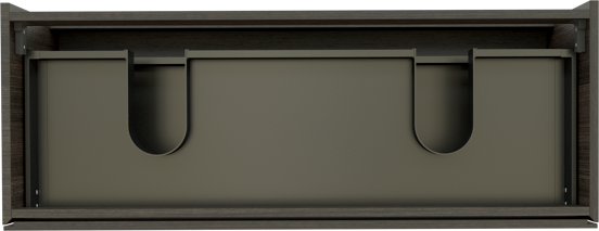 Storke Edge zwevende wastafelonderkast 120 x 46 cm donkere eiken 2 lades 2 sifonuitsparingen