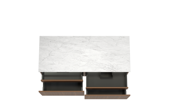 Balmani Sfera hängendes Möbelstück Set: 135 x 55 cm, Amerikanischer Nussbaum, mit Stretto Einzel- oder Doppel Waschtischplatte, Marmor Carrara