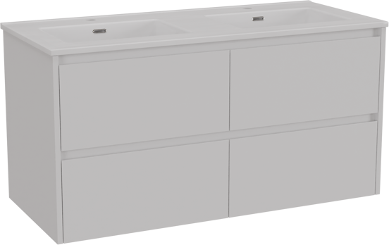 Storke Seda meuble salle de bains suspendu 120 x 52 cm blanc mat avec Kera double vasque en céramique blanc mat
