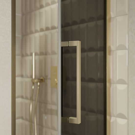 Balmani Senses Design douche draaideur rechts 90 cm x 210 cm Rookglas, Brushed Champagne Gold profielen, met coating
