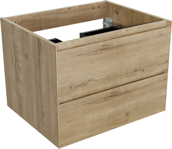 Balmani Mitra hängender Waschbeckenunterschrank 67,5 x 55 cm Eiche Rauh 2 Schubladen