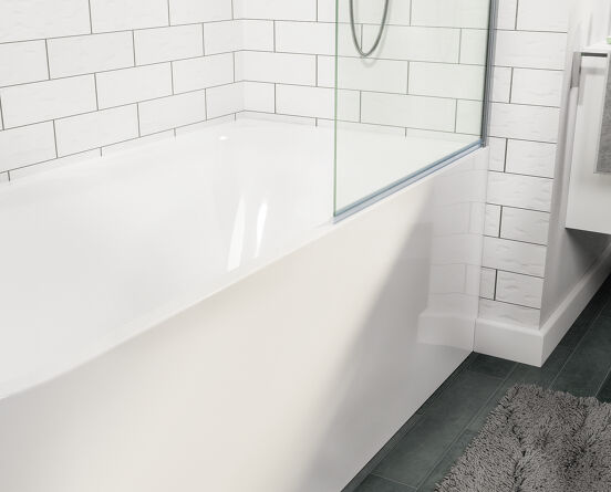 Linie Milos enkele badwand 85 cm met glanzend chroom profiel