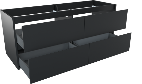 Storke Seda hängender Waschbeckenunterschrank: 150 x 52 cm, Schwarz matt, 4 Schubladen