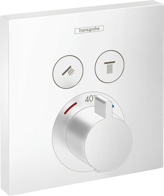 Hansgrohe Showerselect S Square Unterputz-Duschthermostat 2 Verbraucher Weiß matt