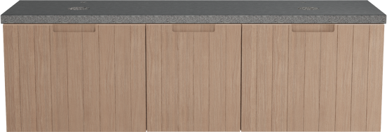 Balmani Adagio meuble salle de bains suspendu 180 x 55 cm chêne vieilli avec Rock tablette double en granit noir