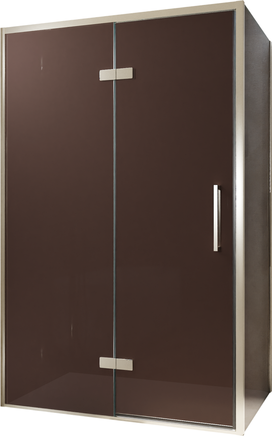 Balmani Senses Design douchehoek met linkse draaideur en vaste zijwand, 120 x 100 cm, Brons, Brushed CoolMetal profielen, met coating