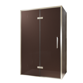 Balmani Senses Design douchehoek met linkse draaideur en vaste zijwand, 120 x 80 cm, Brons, Brushed CoolMetal profielen
