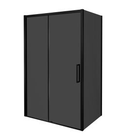 Balmani Senses Design douchehoek met linkse schuifdeur en vaste zijwand, 160 x 80 cm, Rookglas, Mat zwart profielen