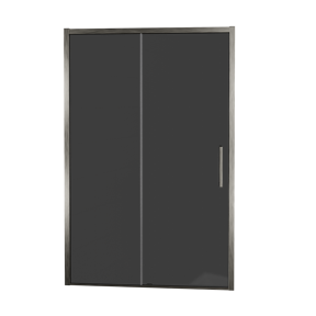 Balmani Senses Design Dusche Schiebetür, umkehrbar, 140 cm x 210 cm, Rauchglas, Profil Brushed GunMetal