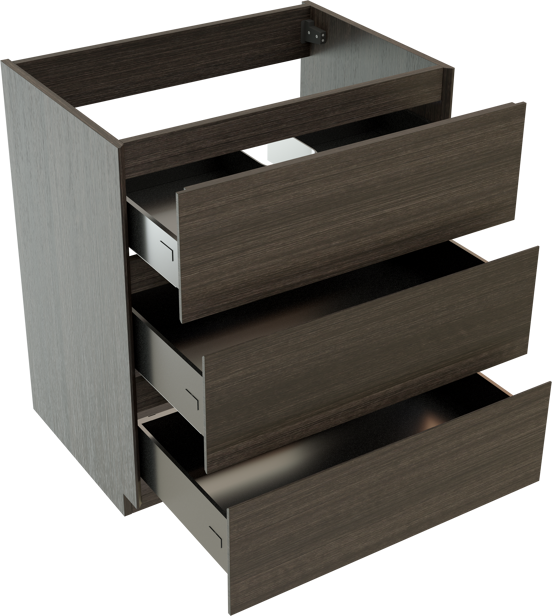 Storke Edge staande wastafelonderkast 75 x 52 cm donkere eik 3 lades