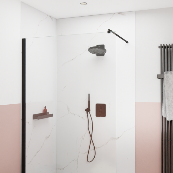 Blaufoss Onos 250 Tête de douche rond 25 cm avec bras de douche support mural noir mat