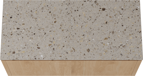Balmani Eclips meuble salle de bains suspendu 120 x 55 cm Chêne naturelle avec Stretto tablette simple ou double en Terrazzo greige