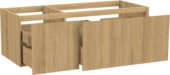 Balmani Fila zwevende wastafelonderkast 135 x 55 cm asymmetrisch rechts fineer natuur eik 4 lades