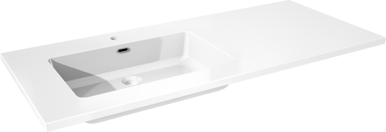 Storke Diva asymmetrisch linkse wastafel glanzend composiet marmer 120 x 52 cm combinatie kast 45 cm