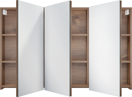 Linie Montro Spiegelschrank Bad: 120 x 75 cm, braune Eiche