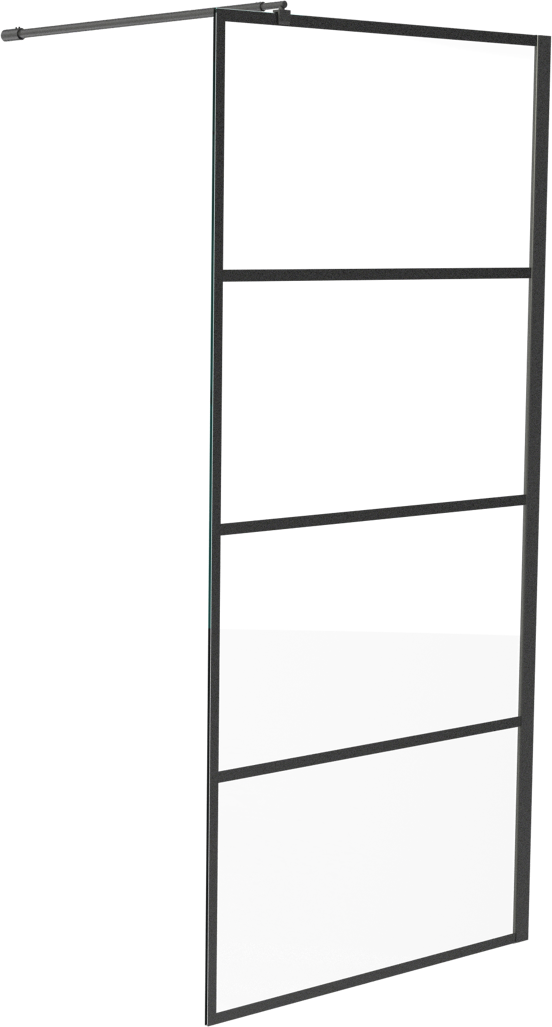 Linie Walk-In Walk-In Dusche: 100 x 200 cm, Stripes Glas, Schwarzes Profil, matt
