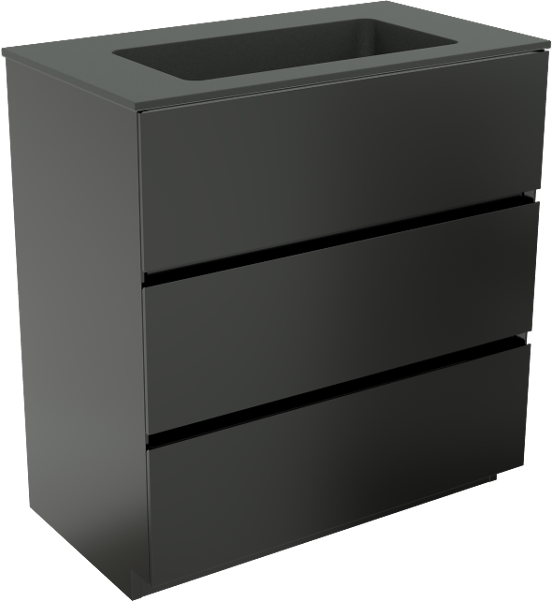 Storke Edge meuble salle de bains à poser 80 x 46 cm noir mat avec Scuro plan simple en quartz noir mat