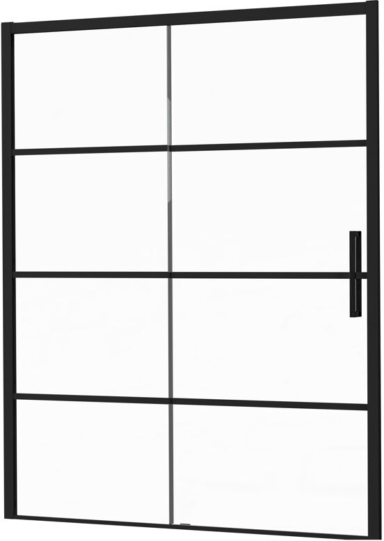 Luca Varess Senses linkse schuifdeur met vaste wand - voor douchehoek - 160 cm Lined glas mat zwart profiel
